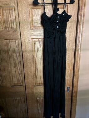 Women’s Always For Me Black Ruched Halter Maxi Dress Size 2X Flowy Comfort